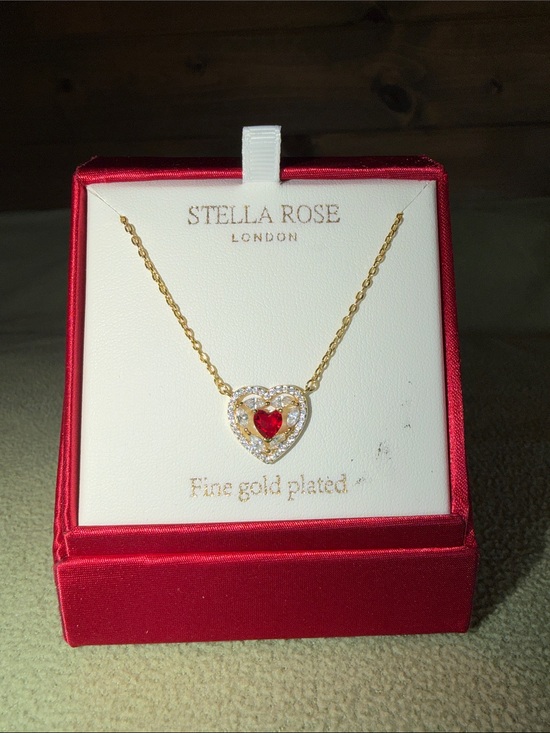 stella rose Jewelry - Stella Rose Gold-Plated Heart Necklace with Red Crystal